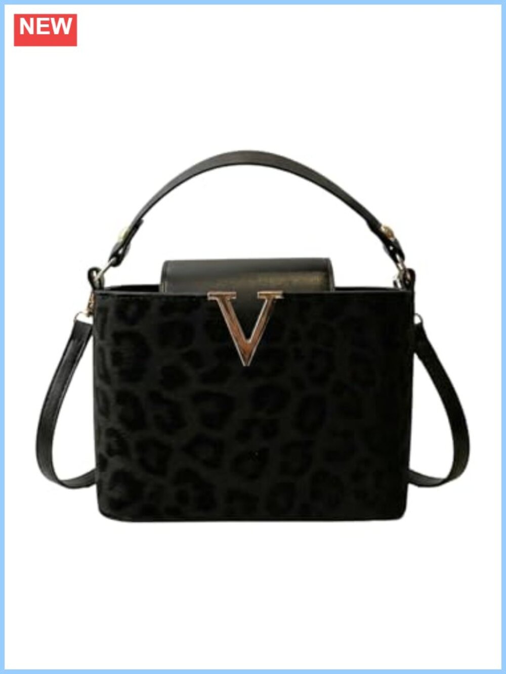 Leopard Print Square Crossbody Bag Mini Satchel Handbag PU Leather